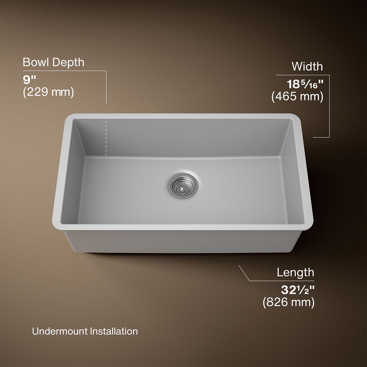 3/4 view of product with dimensions