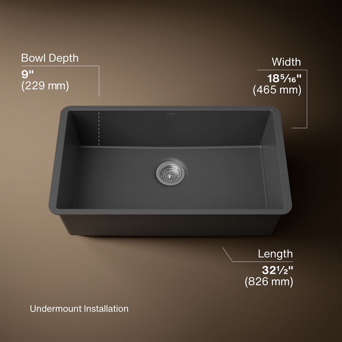 3/4 view of product with dimensions