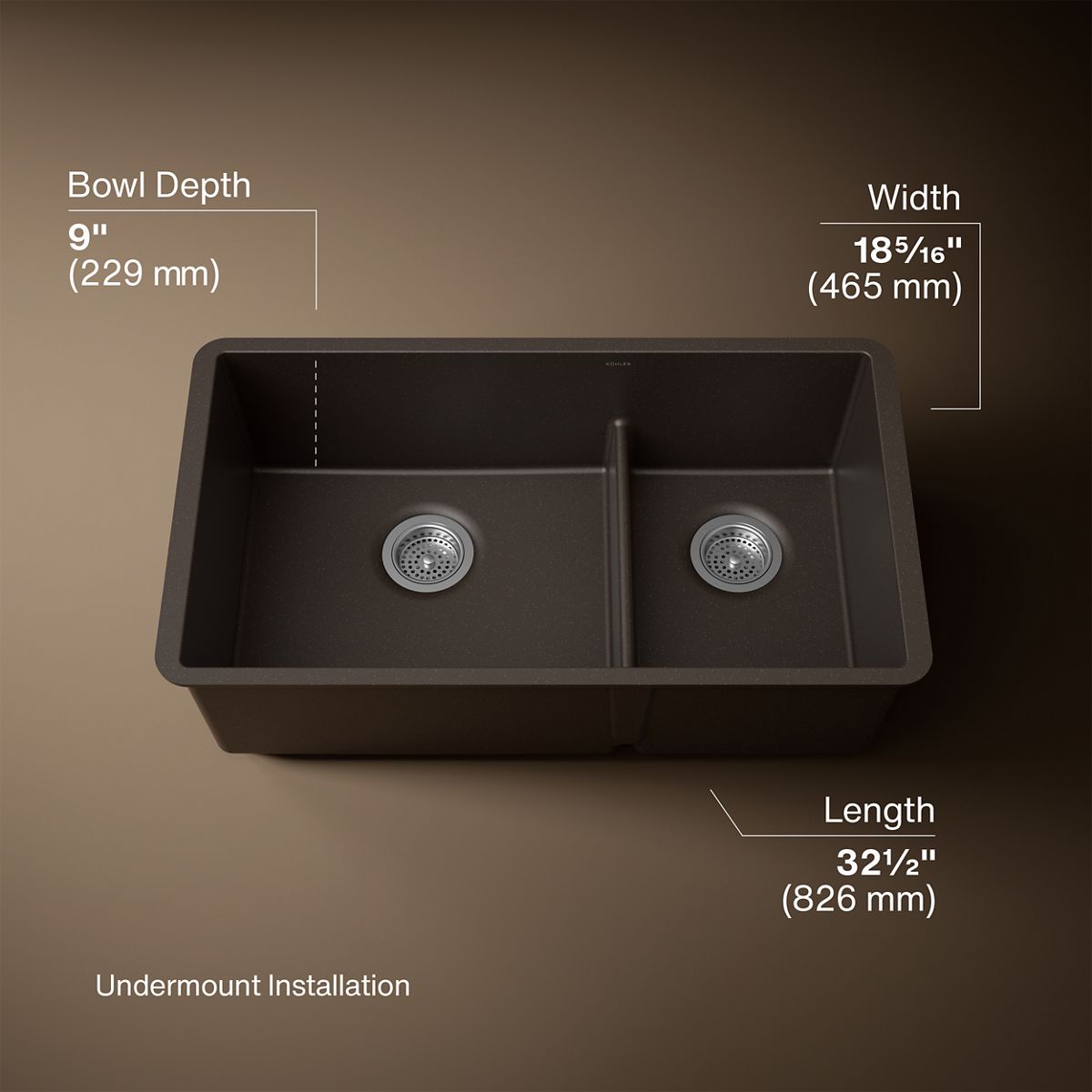 3/4 view of product with dimensions