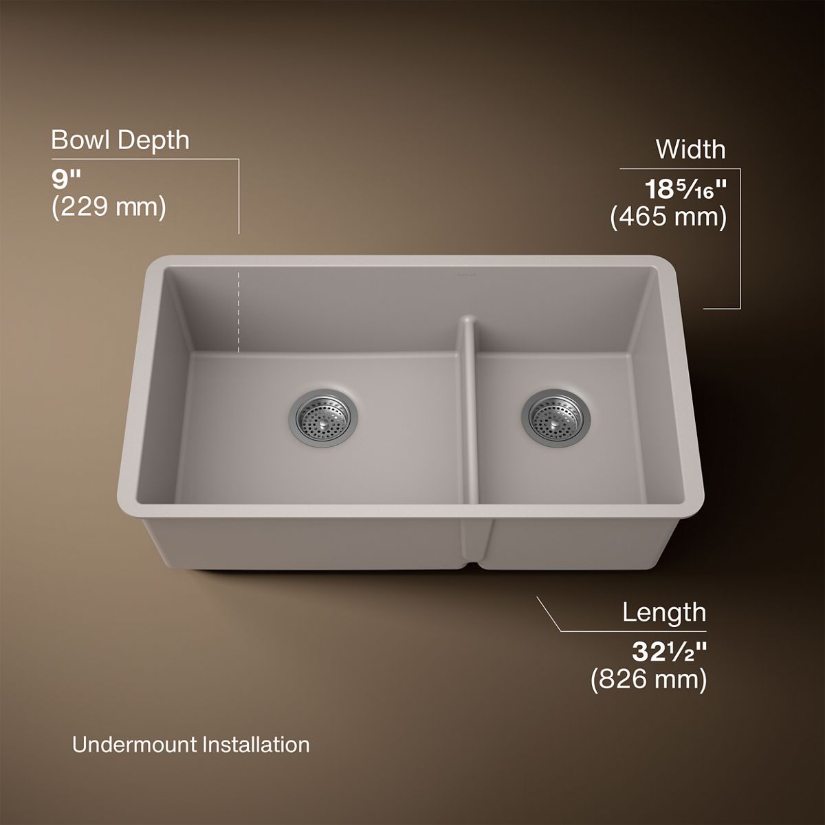 3/4 view of product with dimensions