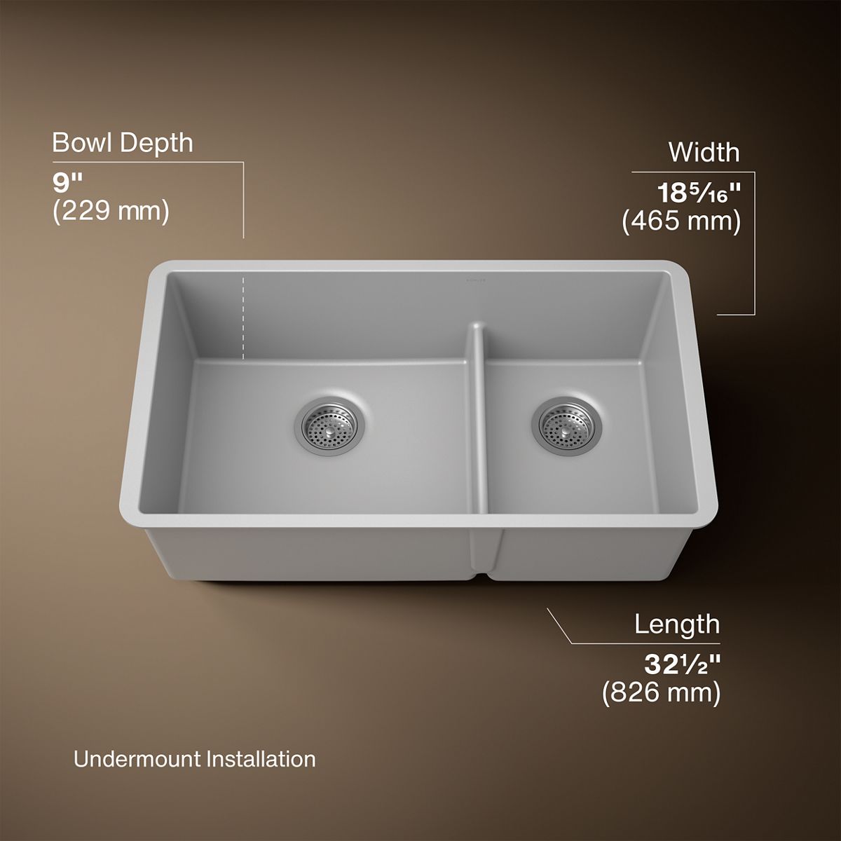 3/4 view of product with dimensions