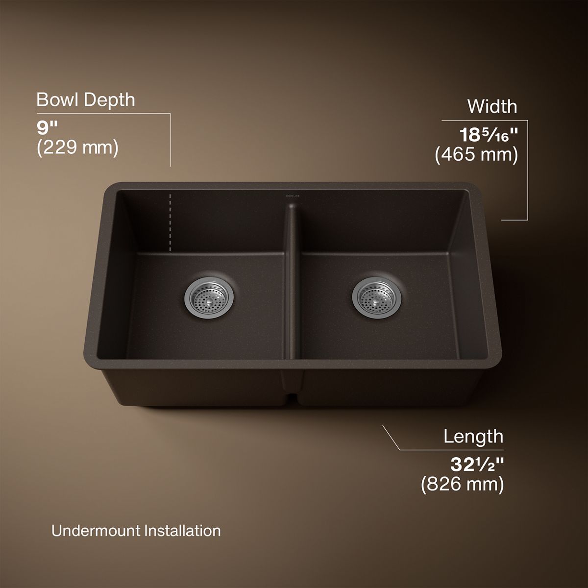 3/4 view of product with dimensions