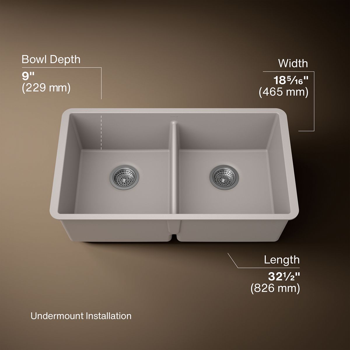 3/4 view of product with dimensions