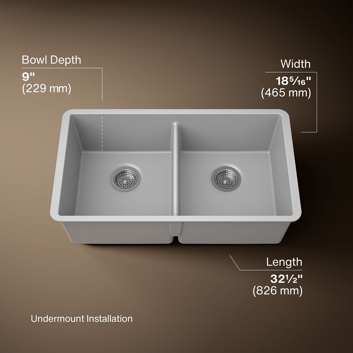 3/4 view of product with dimensions