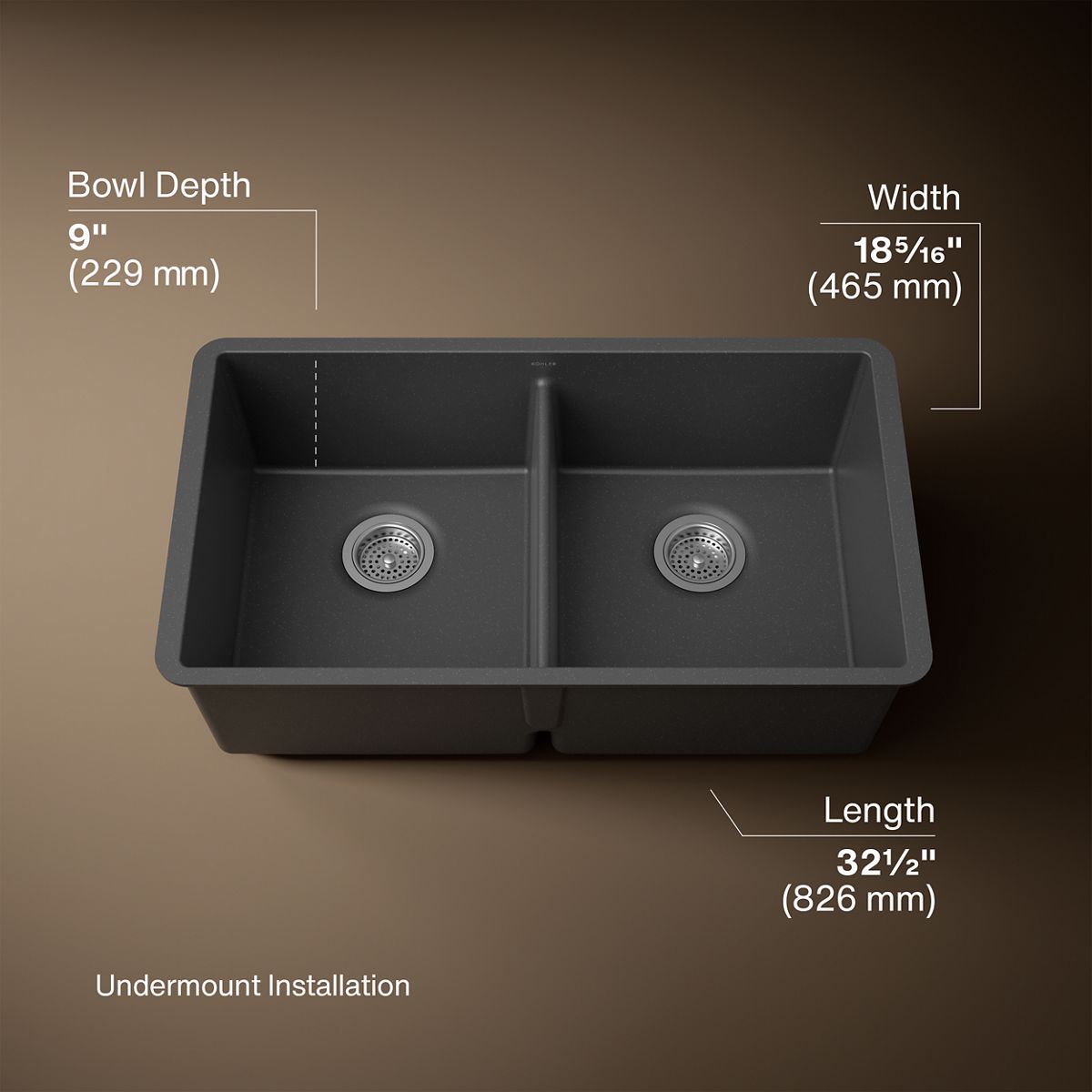 3/4 view of product with dimensions