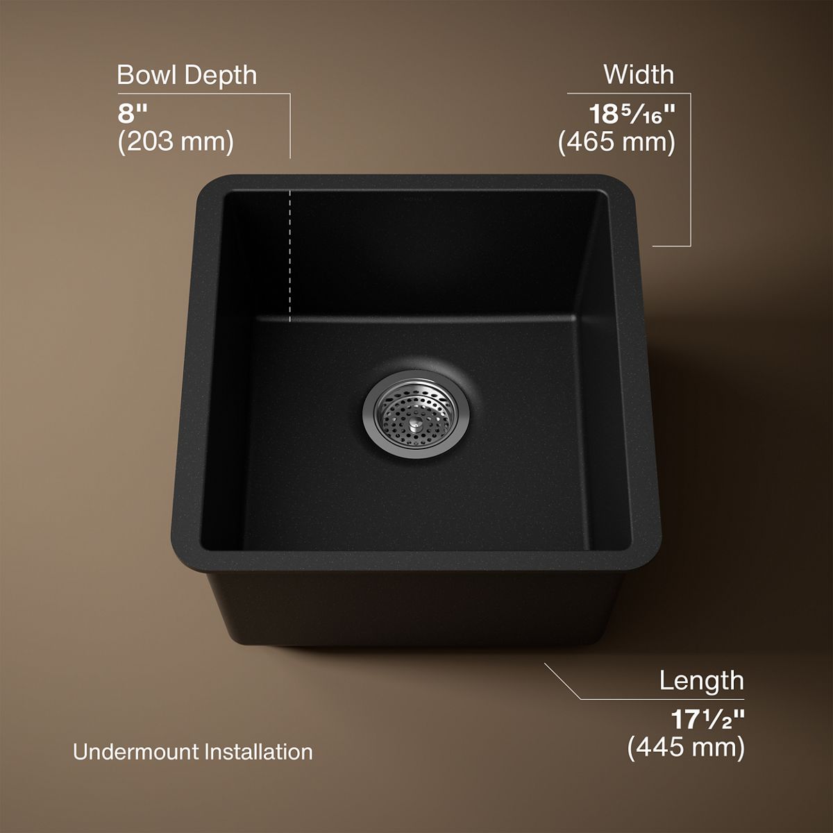 3/4 view of product with dimensions