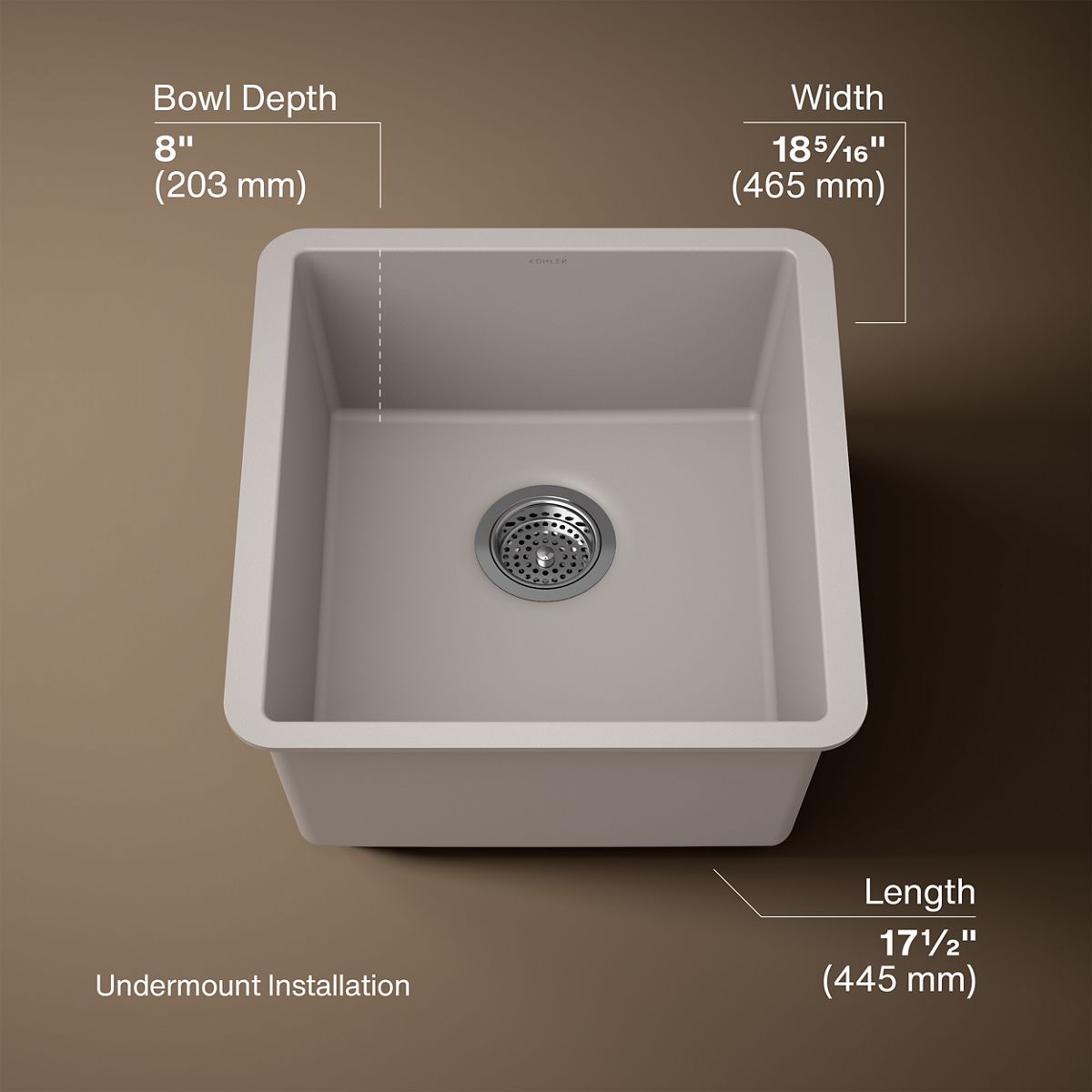 3/4 view of product with dimensions
