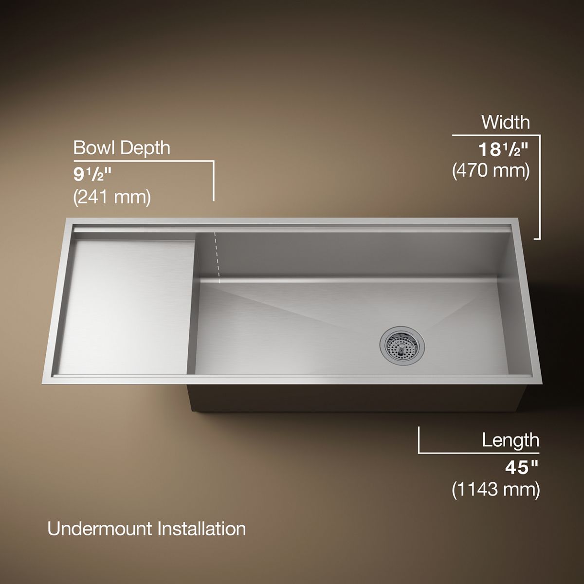 3/4 view of product with dimensions