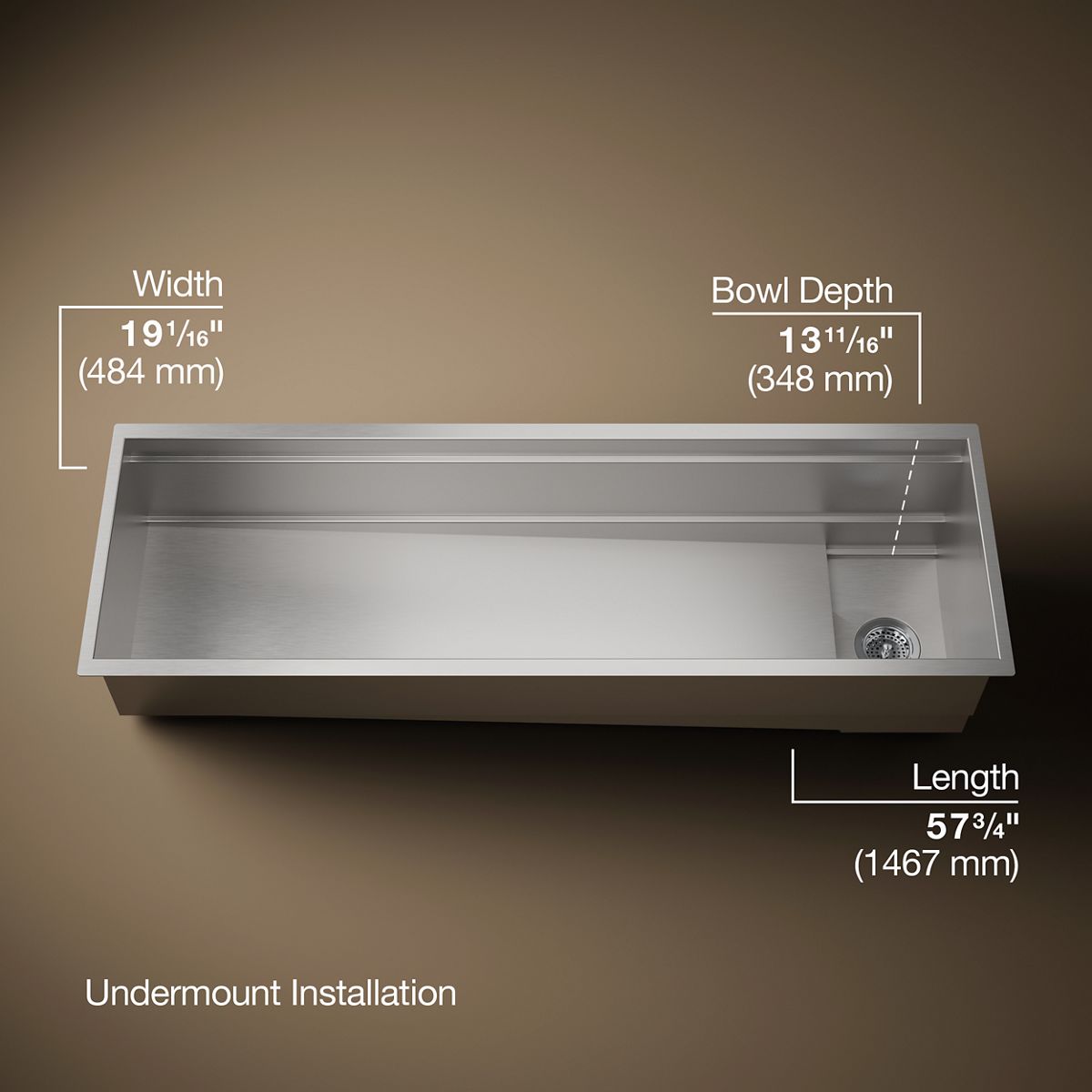 3/4 view of product with dimensions