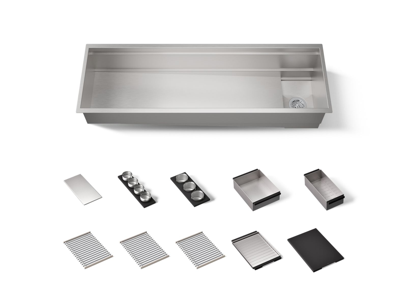 Synthos 57-3/4" undermount single-bowl workstation kitchen sink
