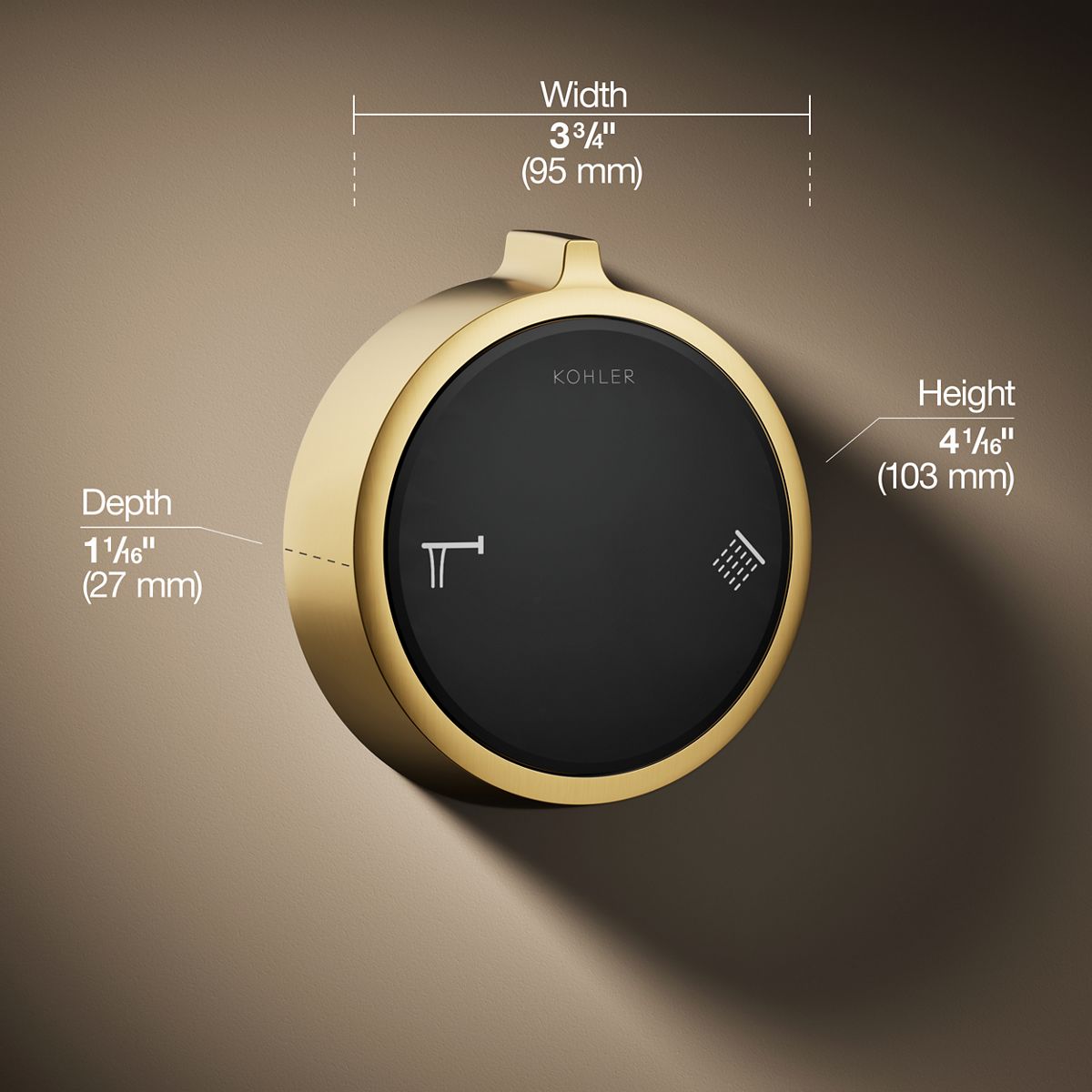 3/4 view of product with dimensions