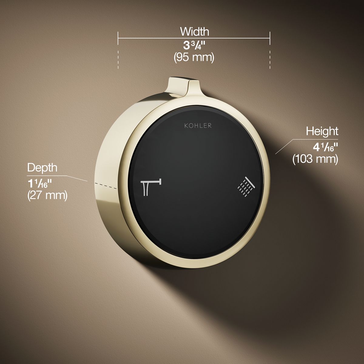3/4 view of product with dimensions