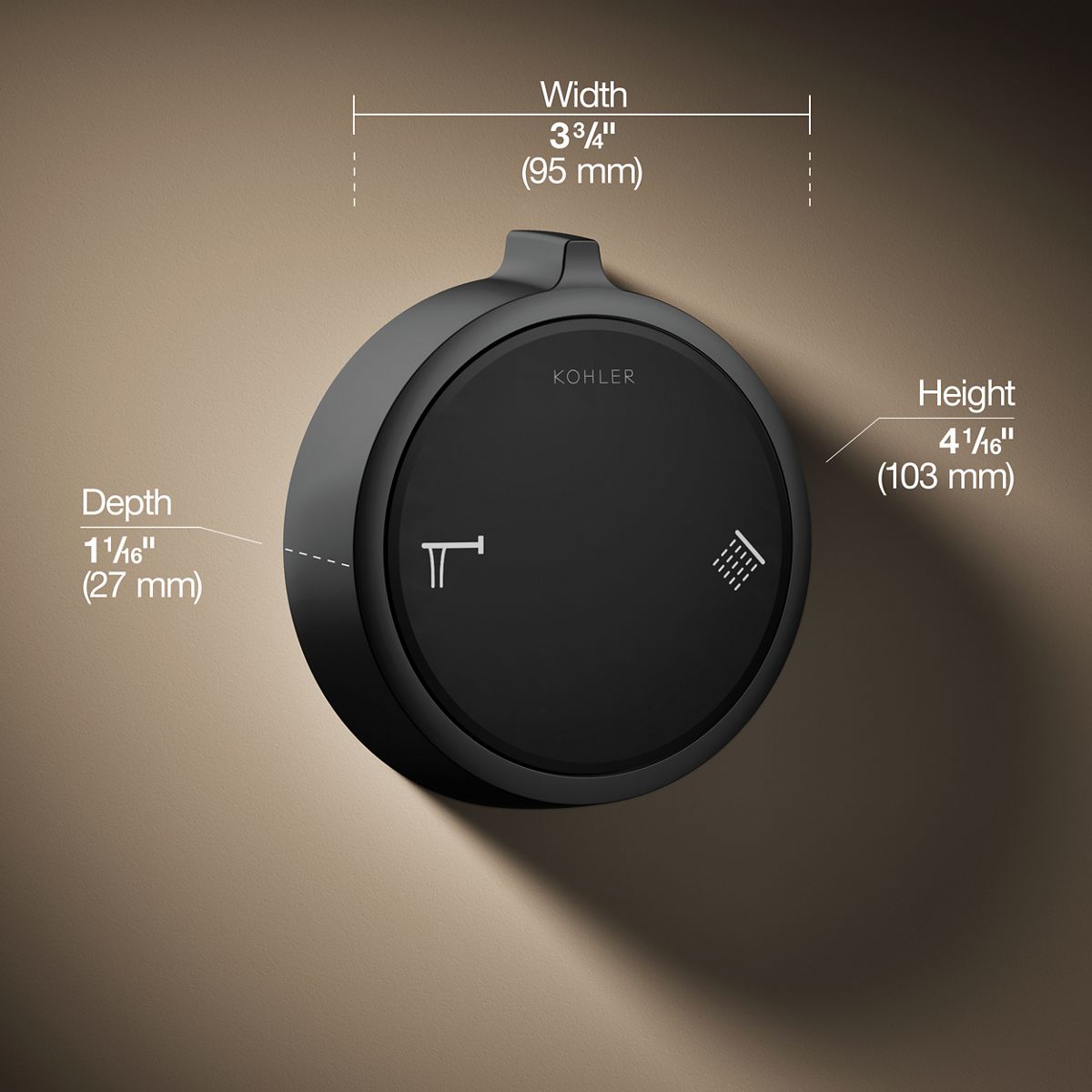 3/4 view of product with dimensions