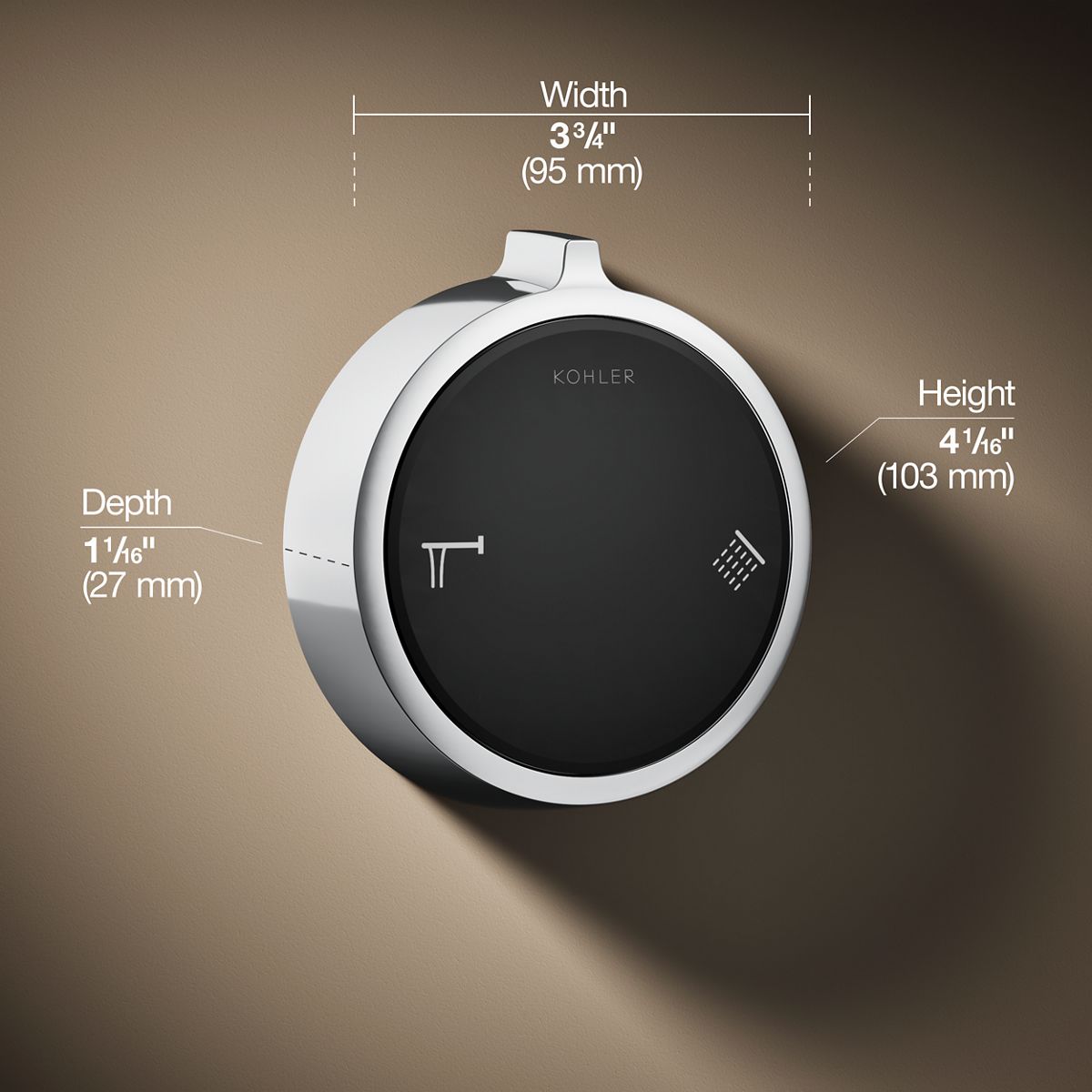 3/4 view of product with dimensions