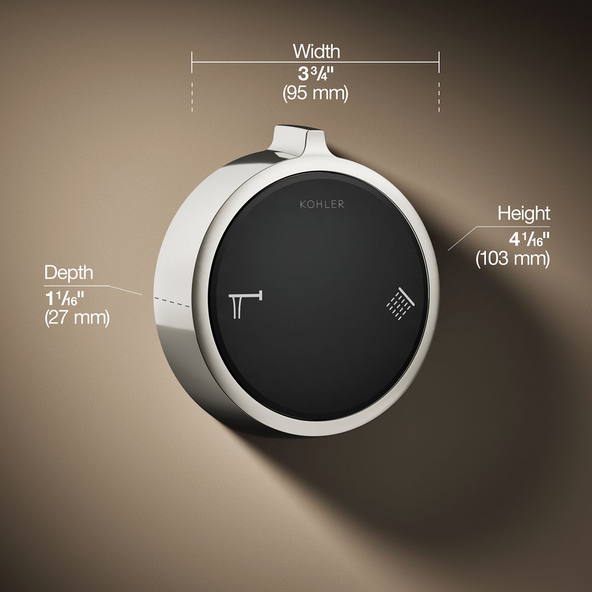 3/4 view of product with dimensions