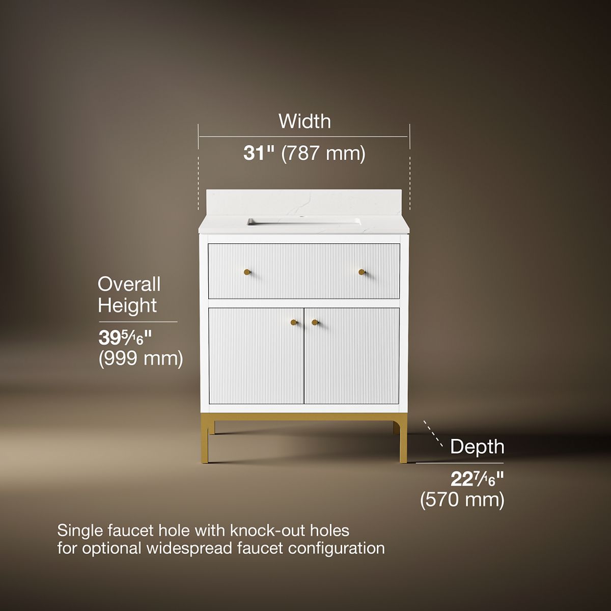 3/4 view of product with dimensions