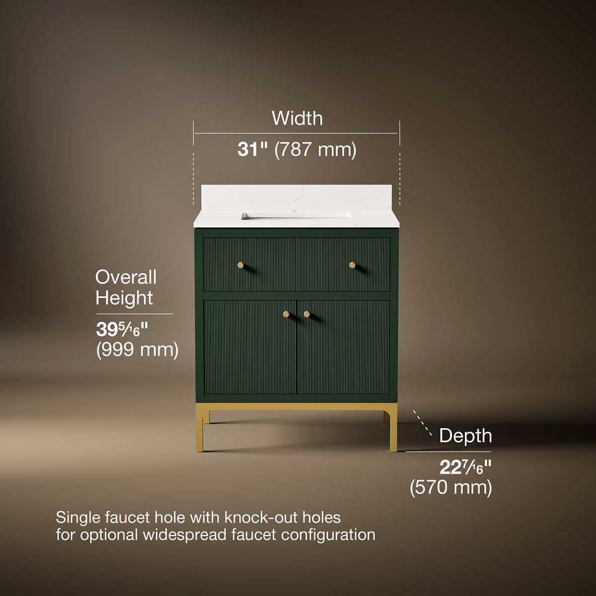 3/4 view of product with dimensions