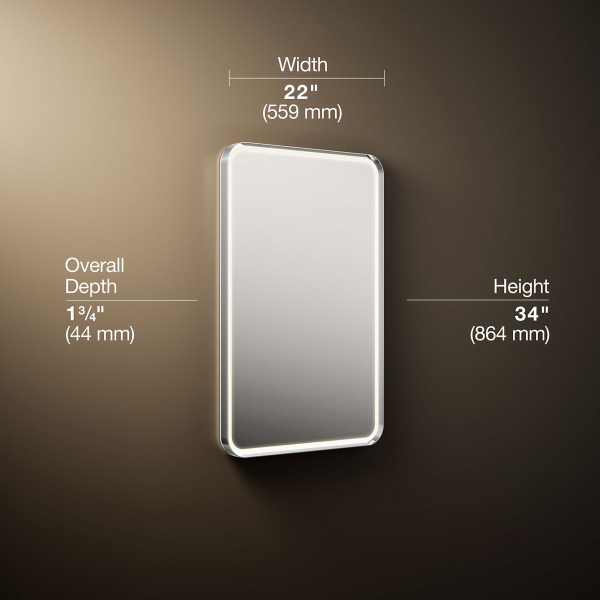 3/4 view of product with dimensions