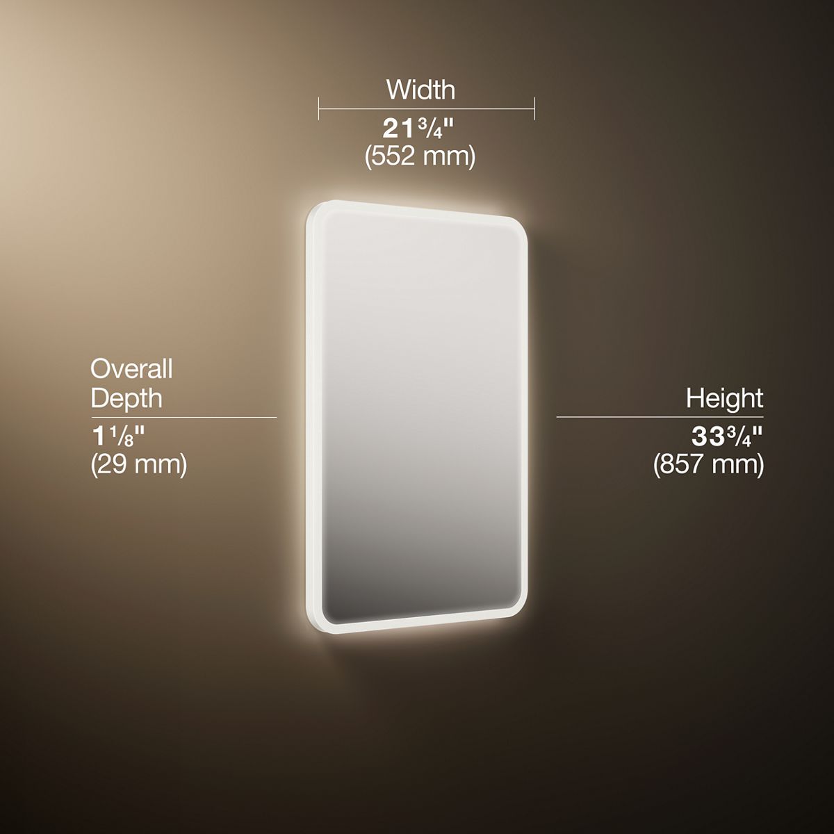 3/4 view of product with dimensions