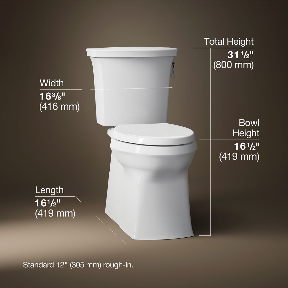 3/4 view of product with dimensions