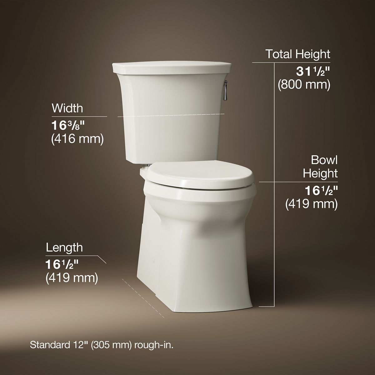 3/4 view of product with dimensions