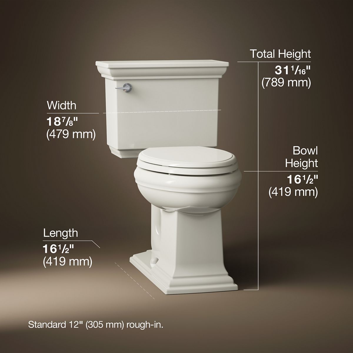 3/4 view of product with dimensions