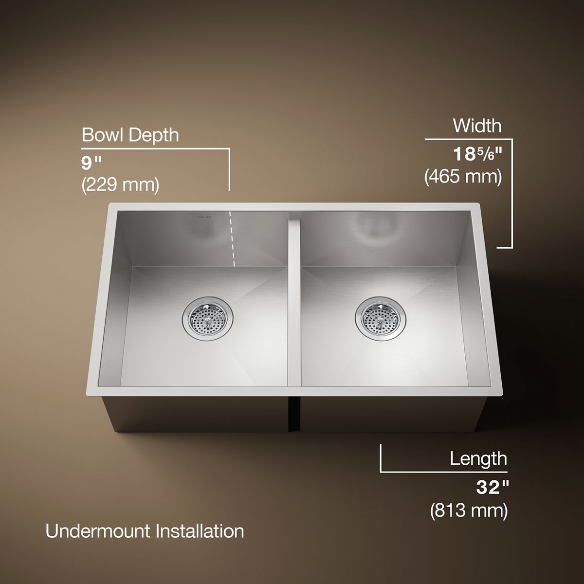 3/4 view of product with dimensions