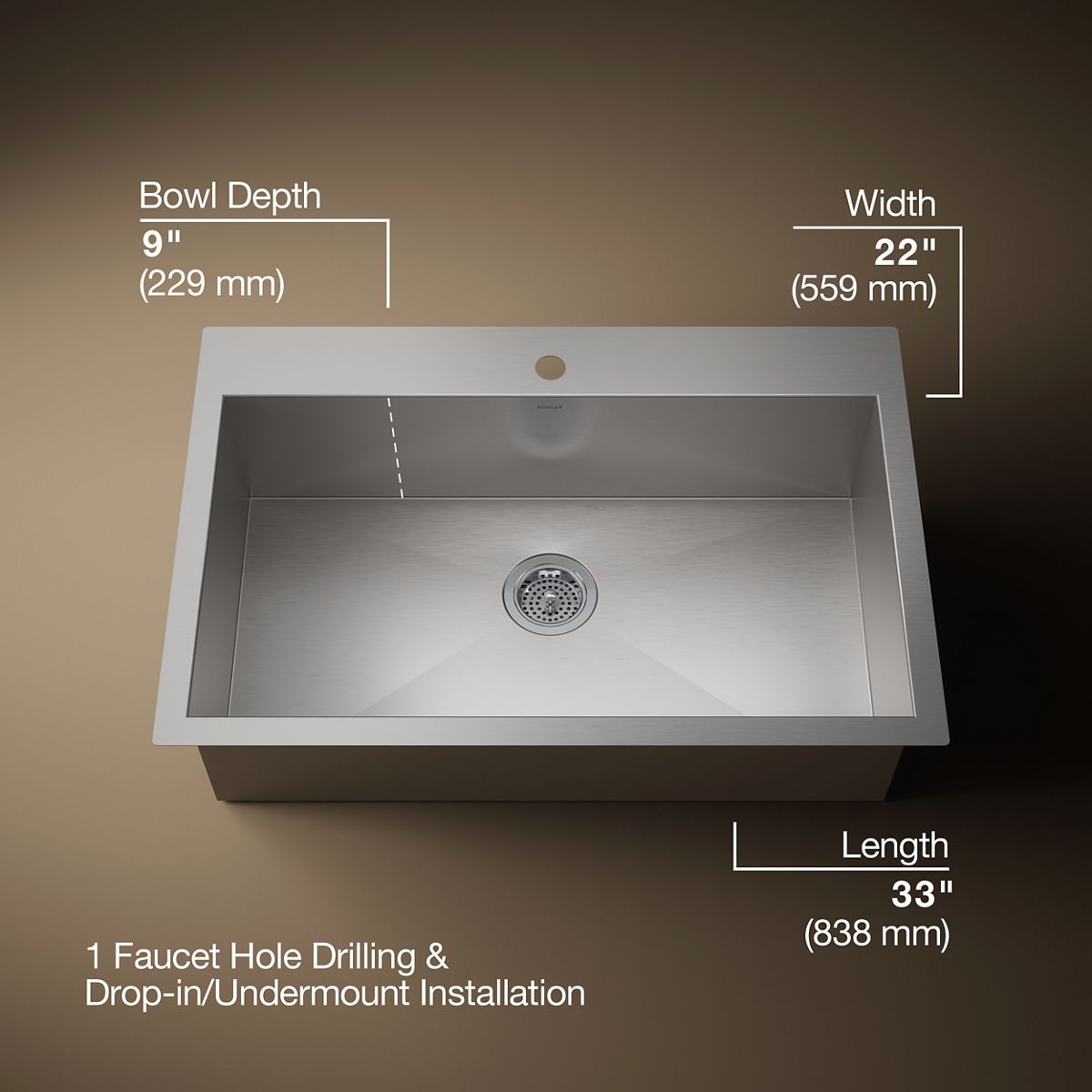 3/4 view of product with dimensions