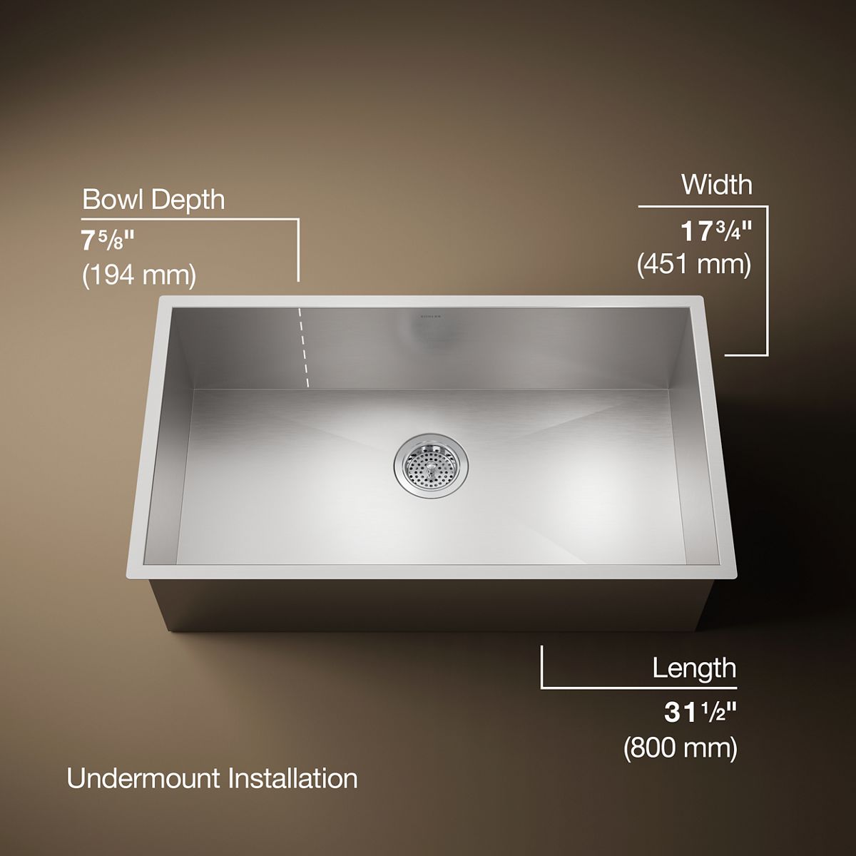 3/4 view of product with dimensions