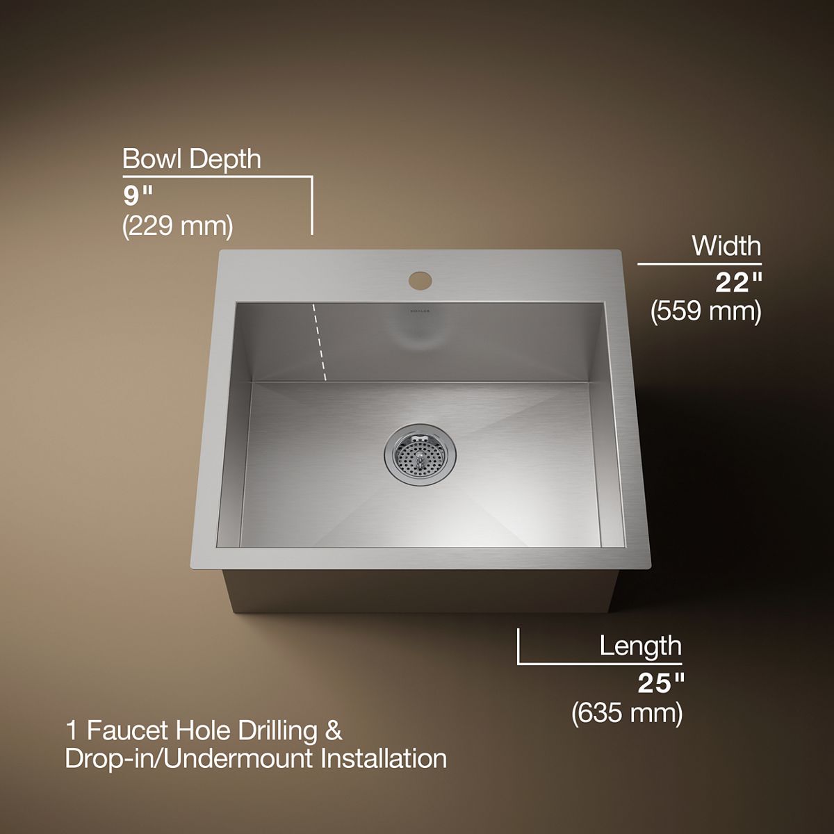 3/4 view of product with dimensions