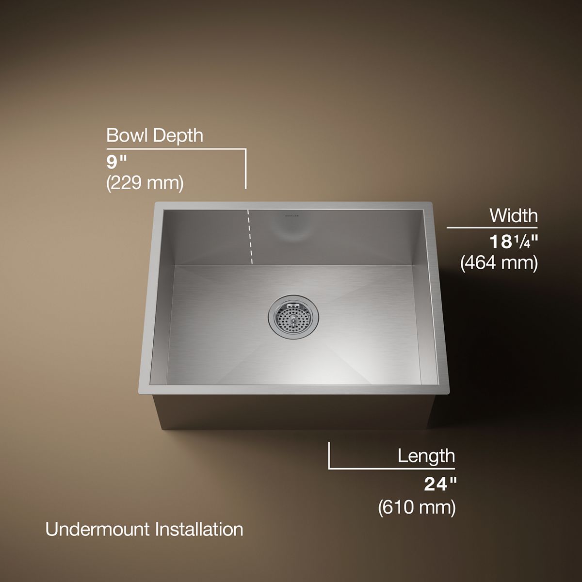 3/4 view of product with dimensions