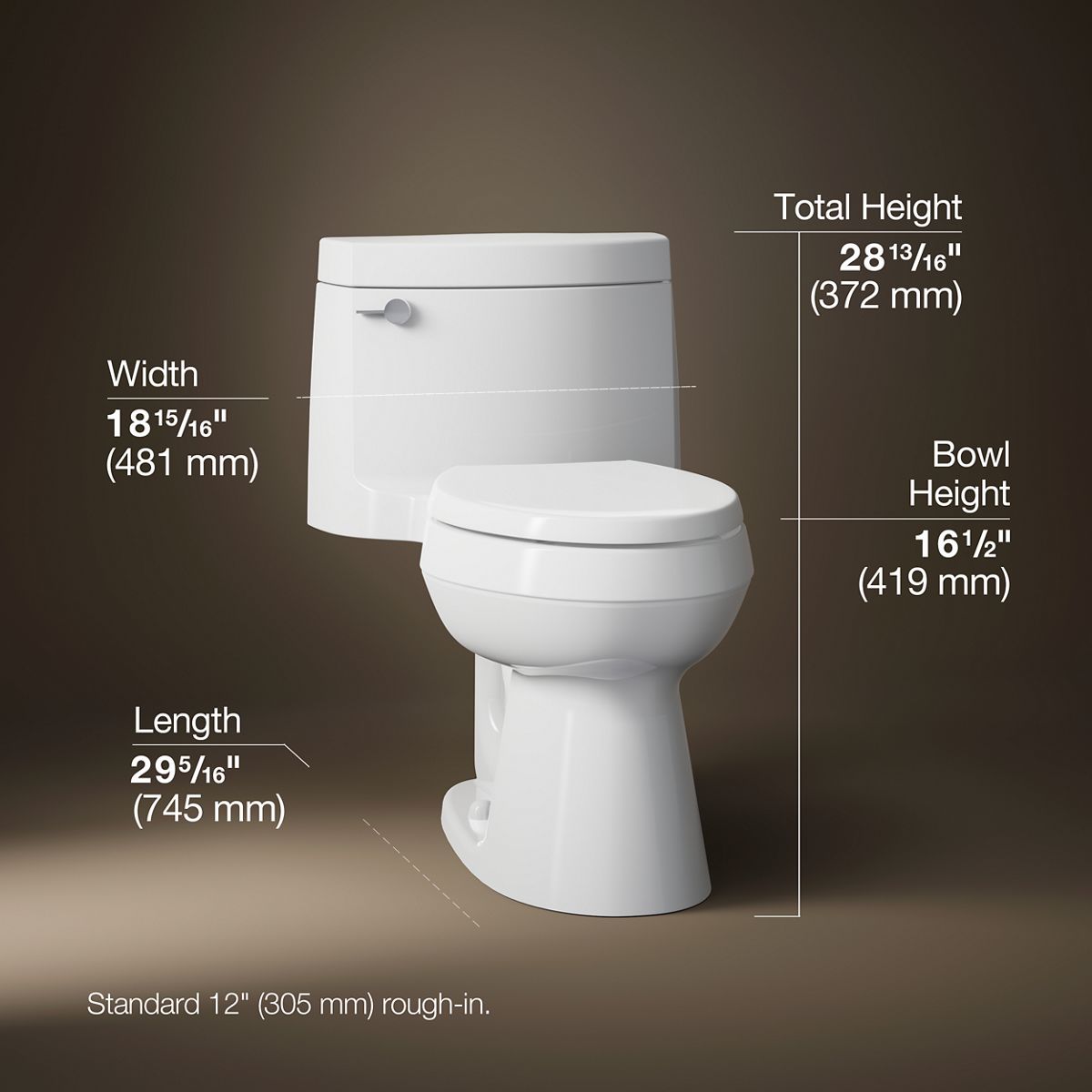 3/4 view of product with dimensions