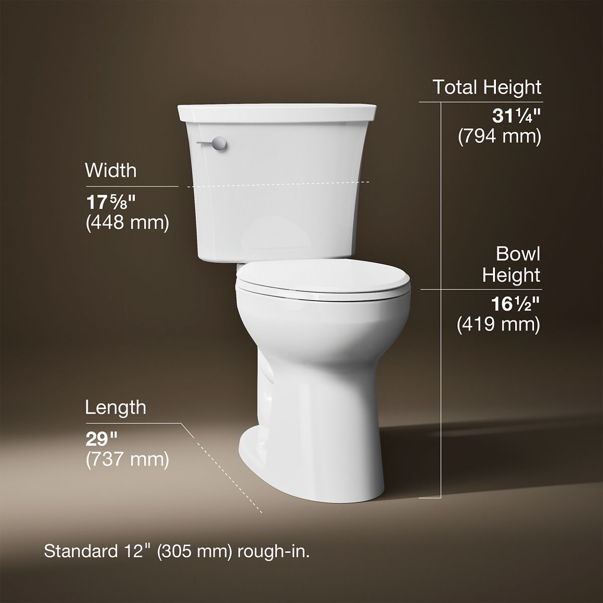 3/4 view of product with dimensions