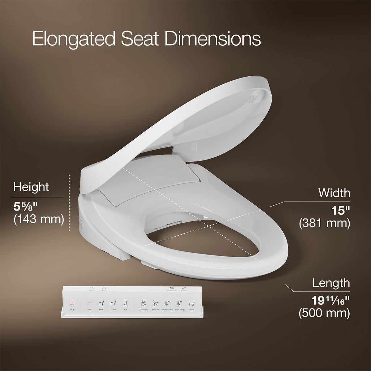 3/4 view of product with dimensions