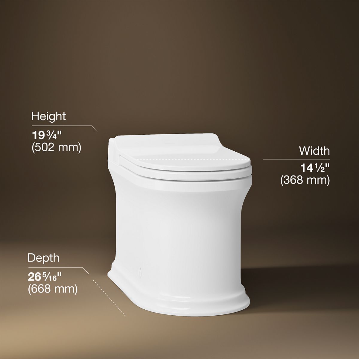 3/4 view of product with dimensions