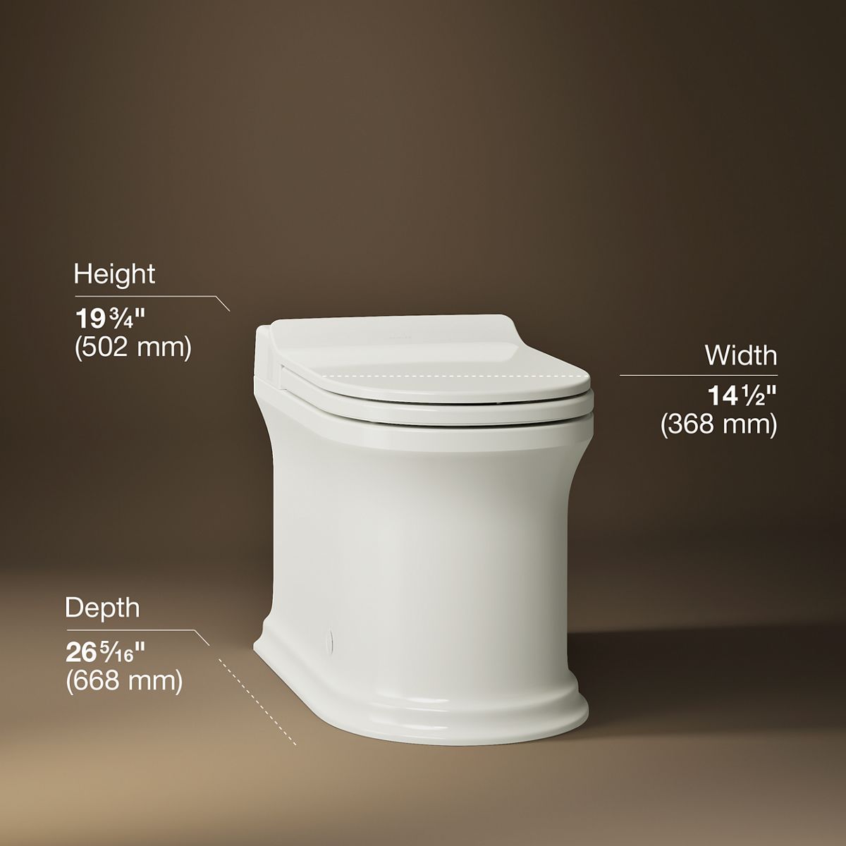 3/4 view of product with dimensions