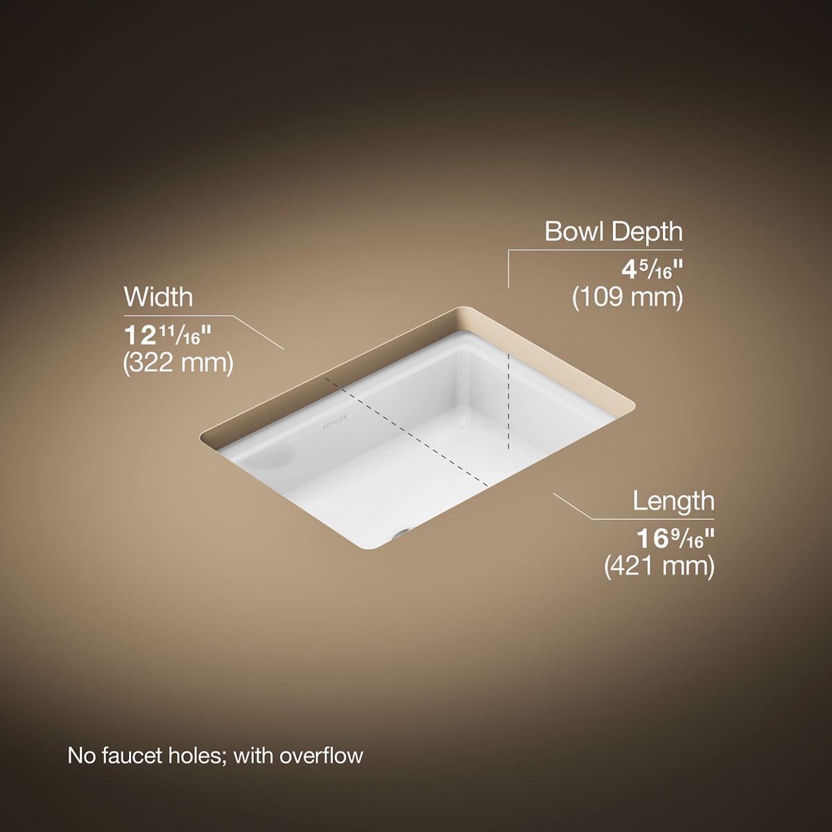 3/4 view of product with dimensions