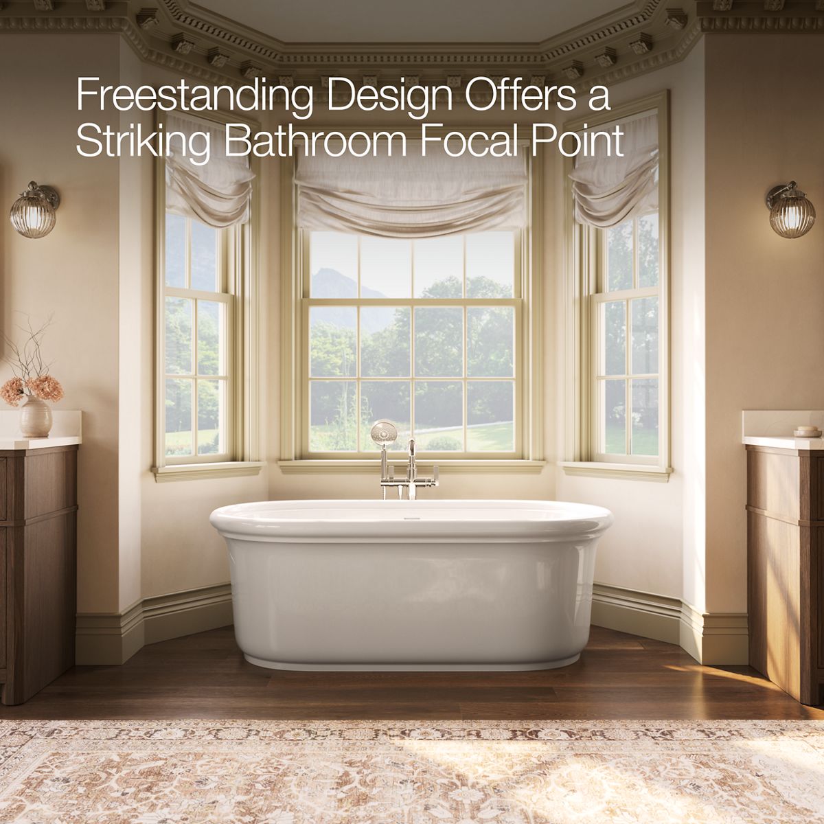Up to 2 walls & multiple product categories visible, 1-point perspective