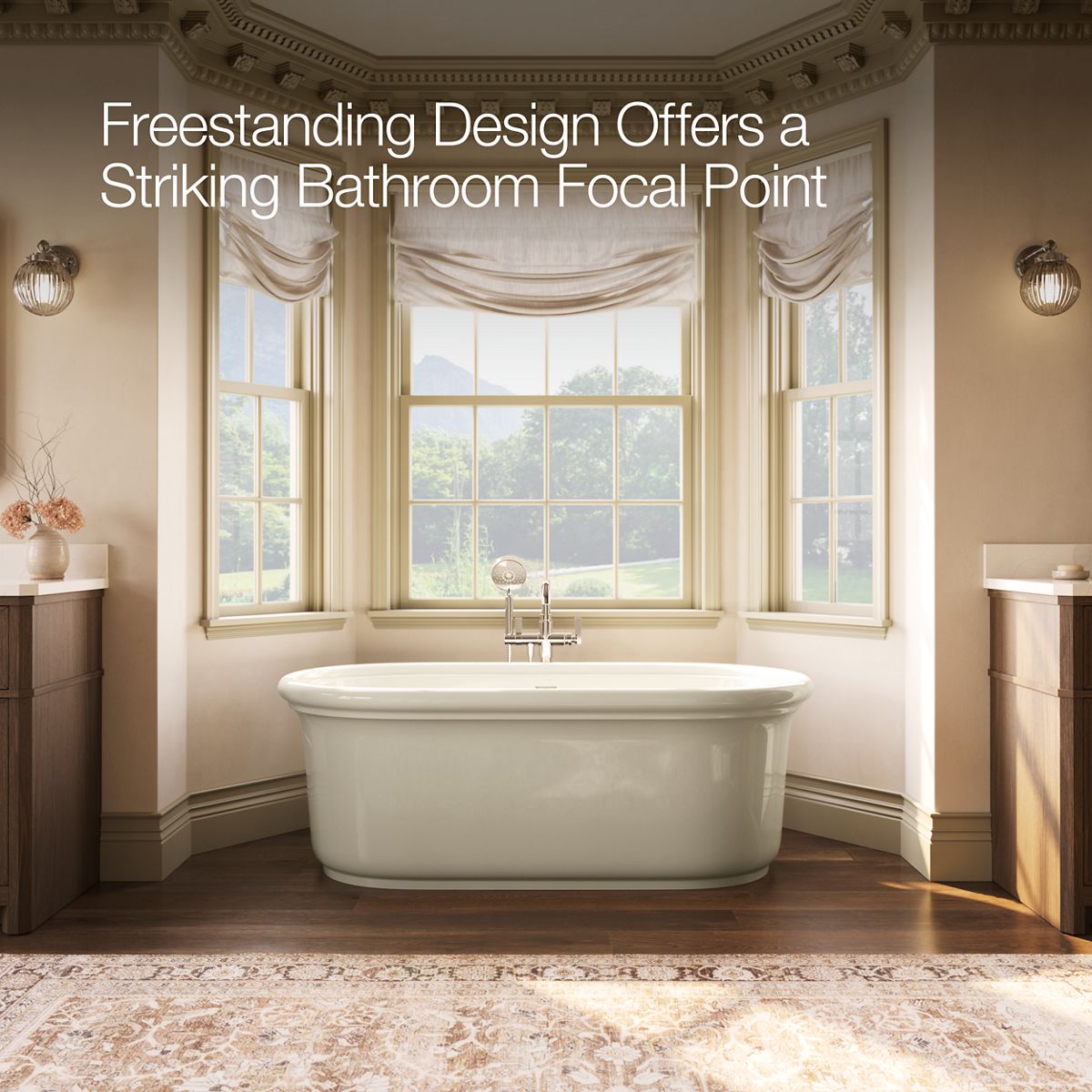 Up to 2 walls & multiple product categories visible, 1-point perspective