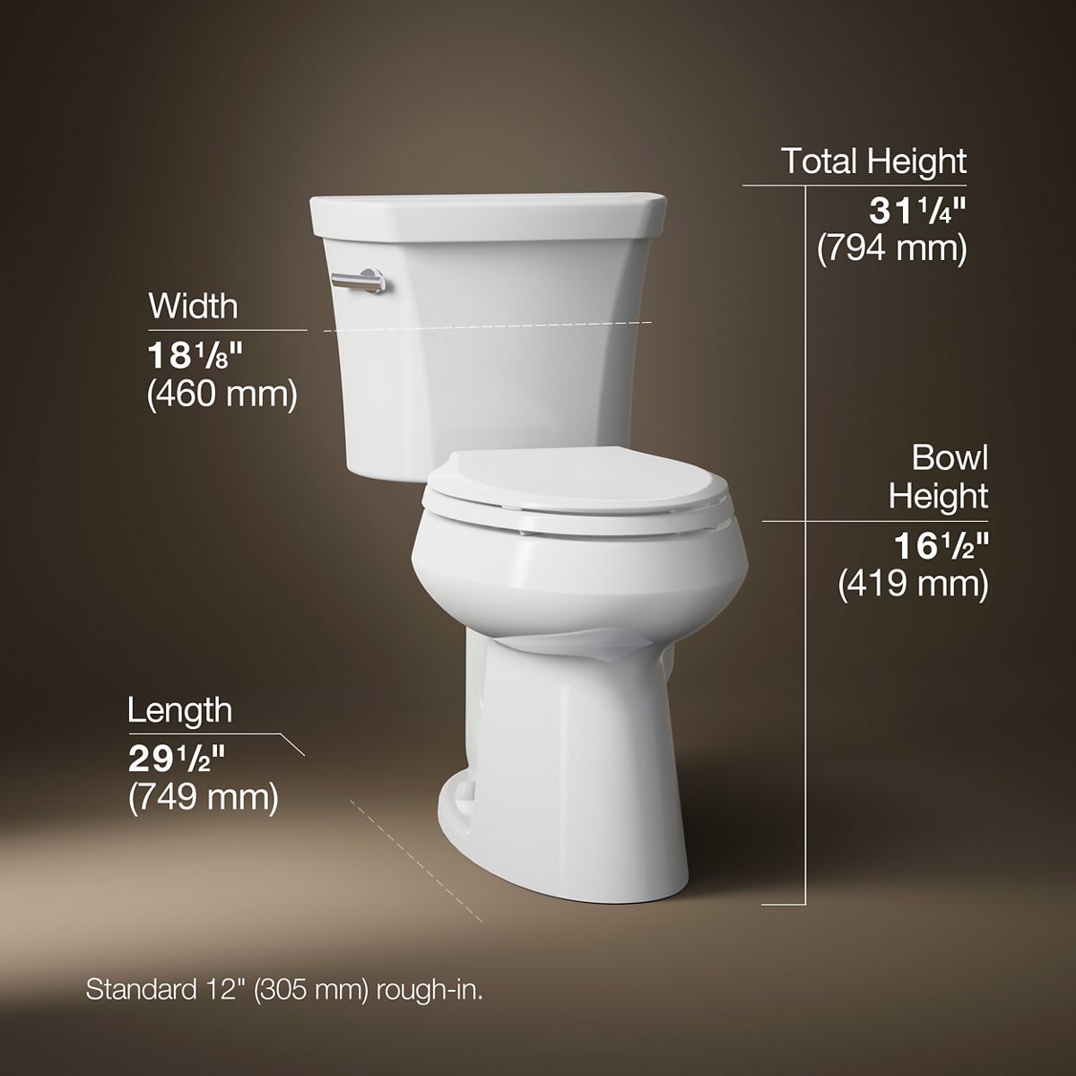 3/4 view of product with dimensions