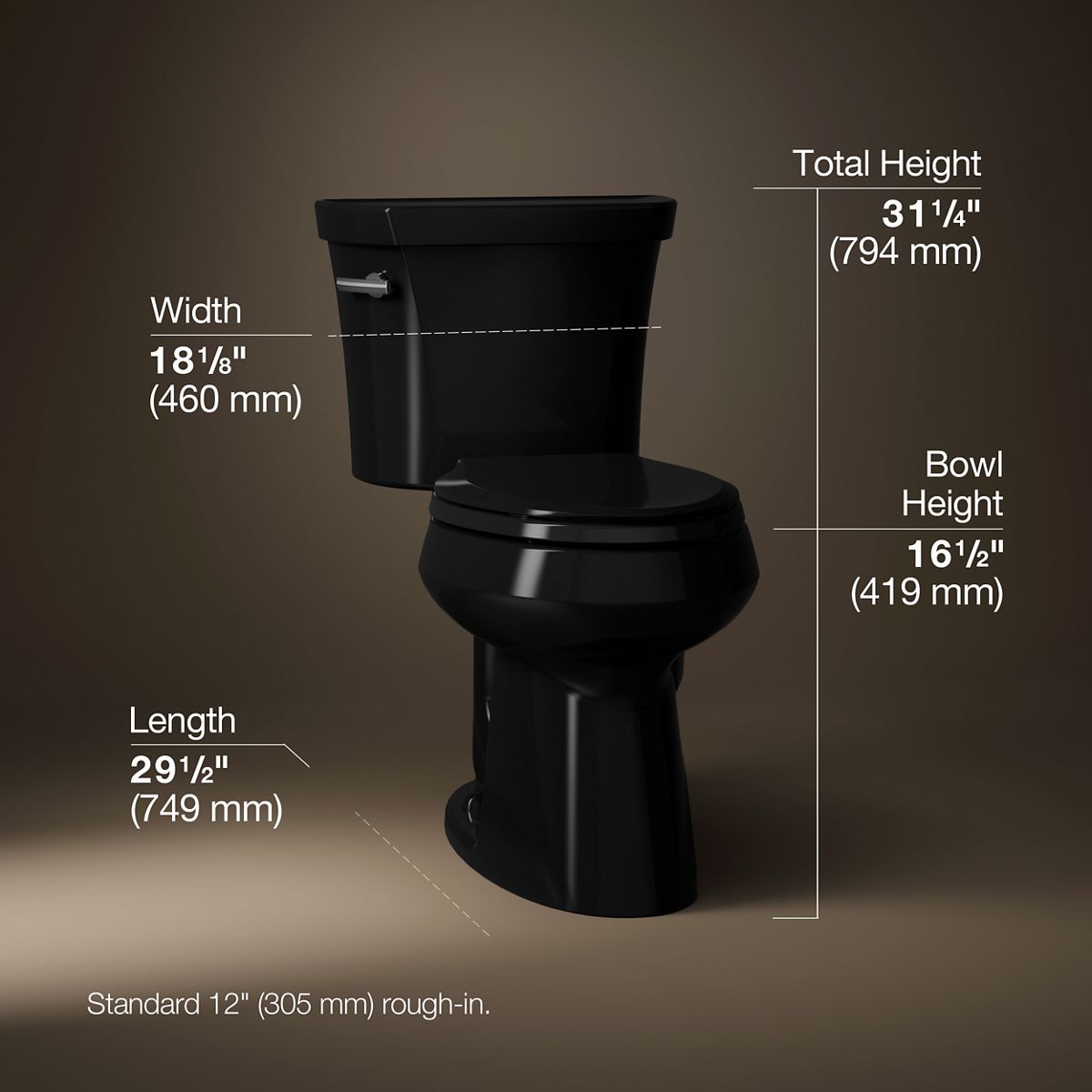 3/4 view of product with dimensions