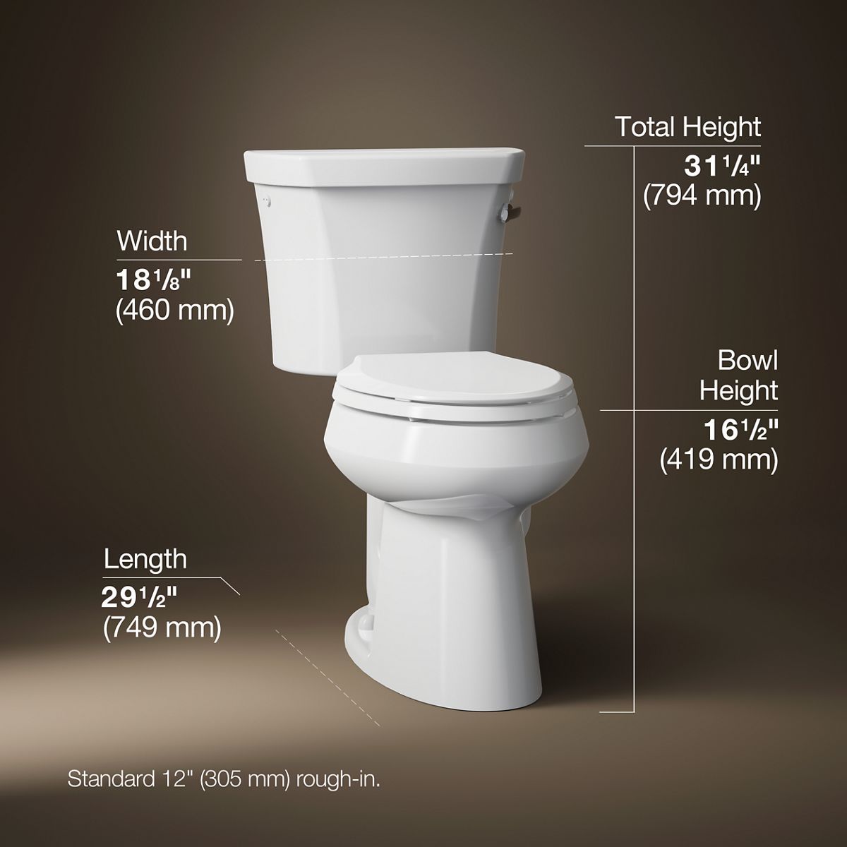 3/4 view of product with dimensions