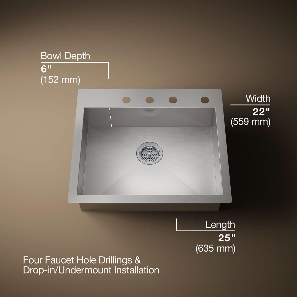 3/4 view of product with dimensions