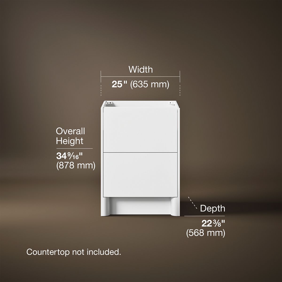 3/4 view of product with dimensions