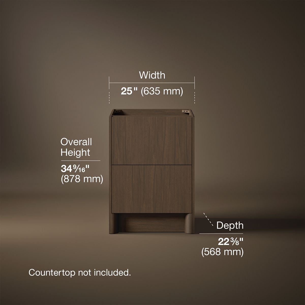 3/4 view of product with dimensions