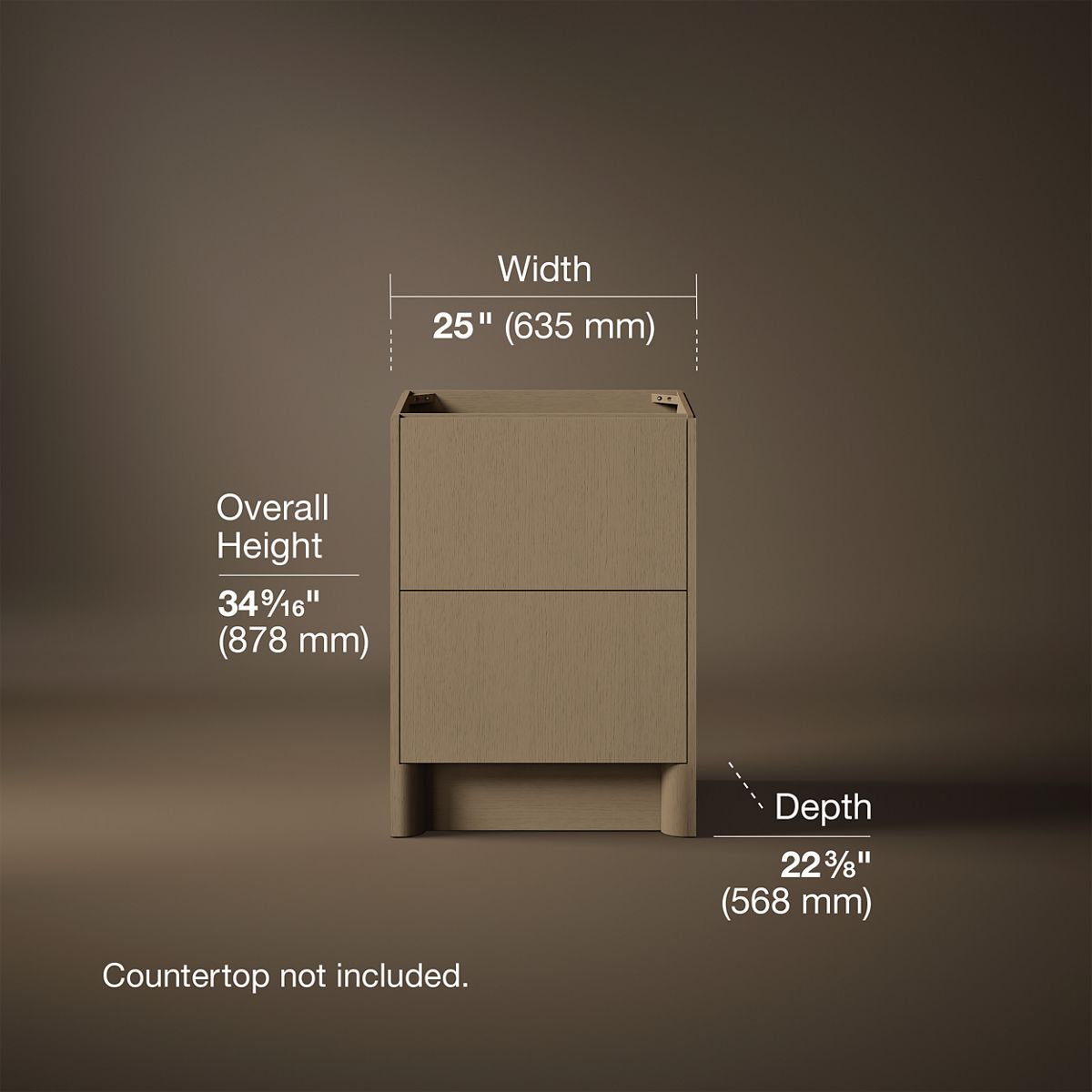3/4 view of product with dimensions