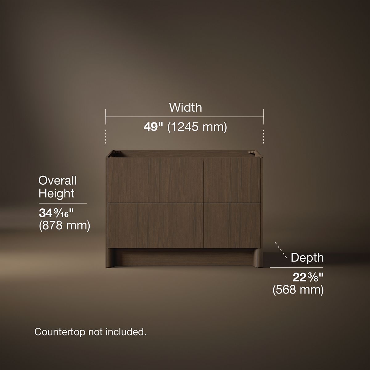 3/4 view of product with dimensions