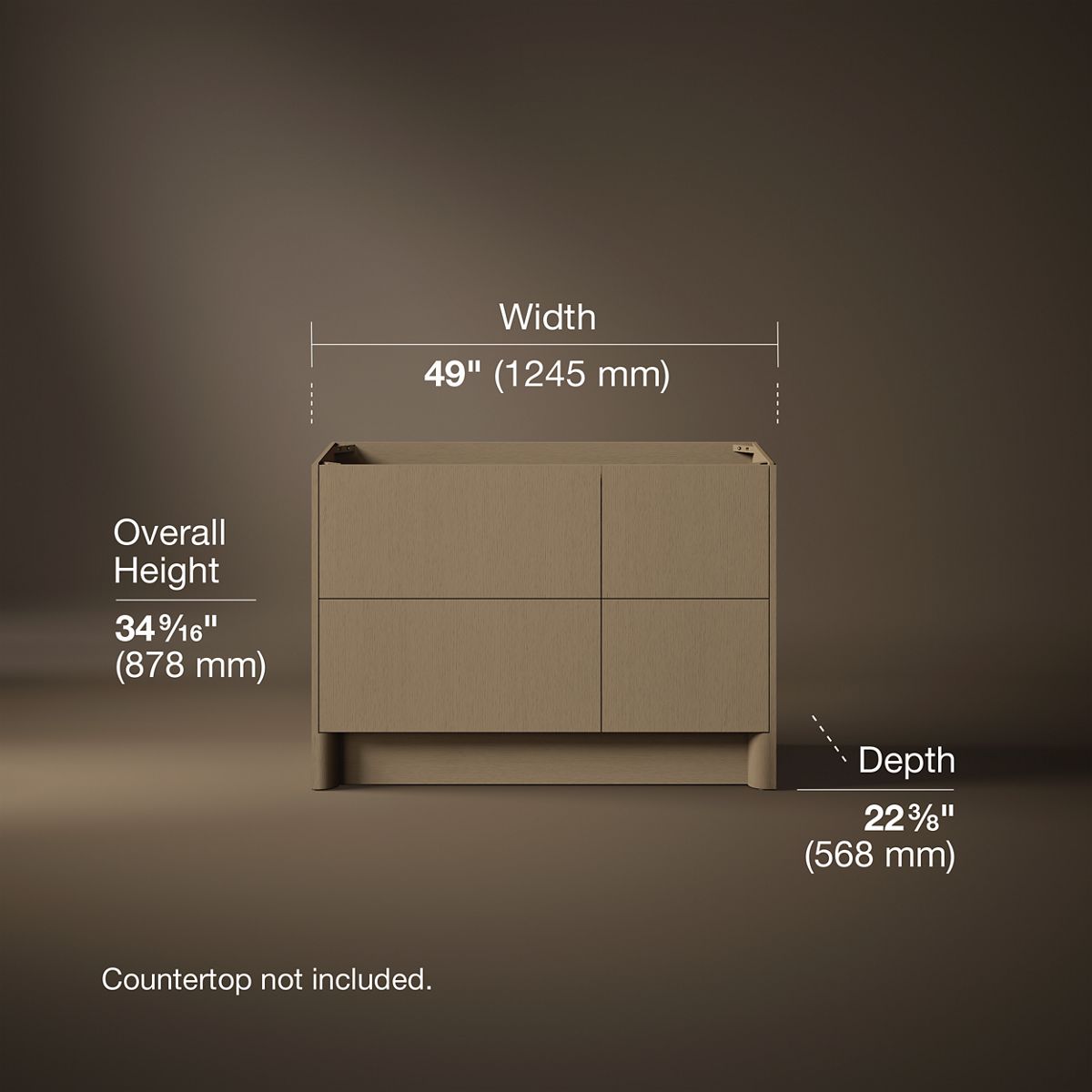 3/4 view of product with dimensions