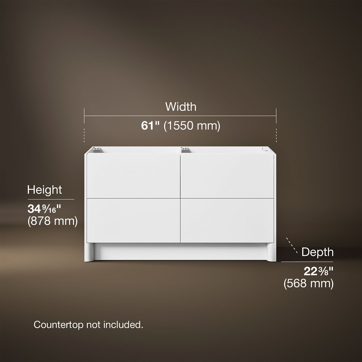 3/4 view of product with dimensions
