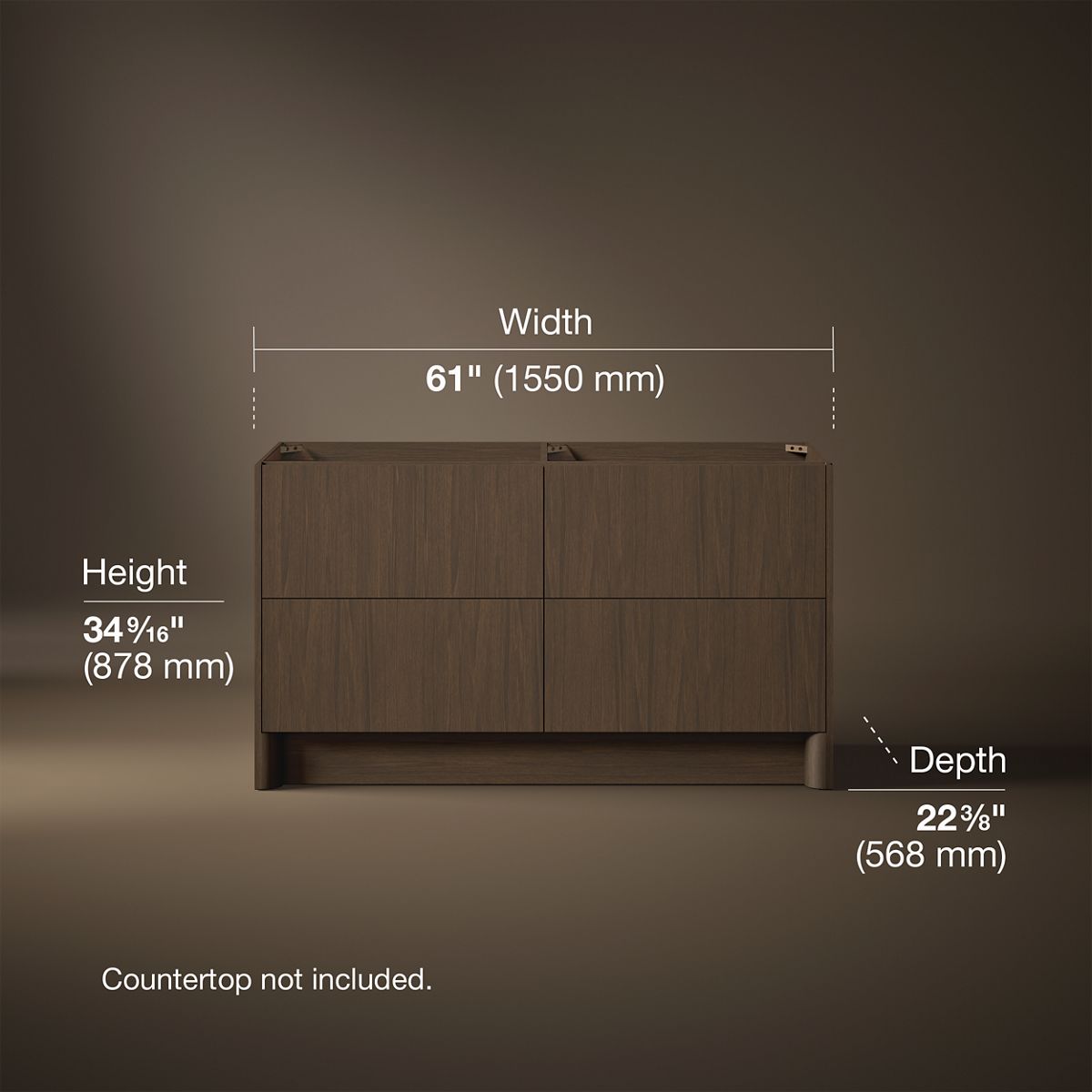 3/4 view of product with dimensions